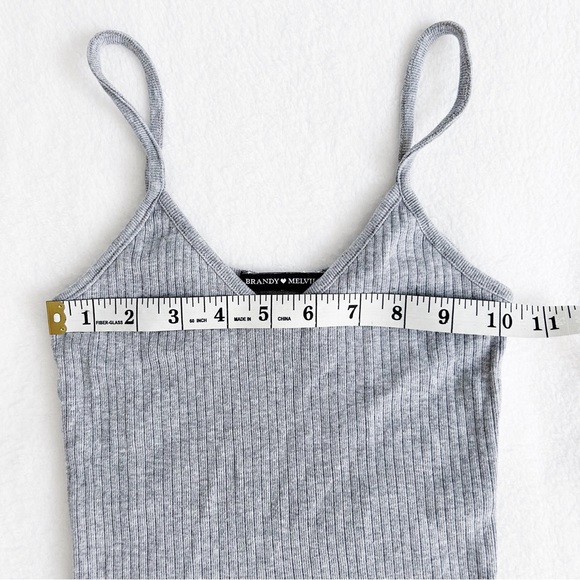 Brandy Melville Lorene Spaghetti Strap Cropped Tank Top Grey One Size - Picture 4 of 6